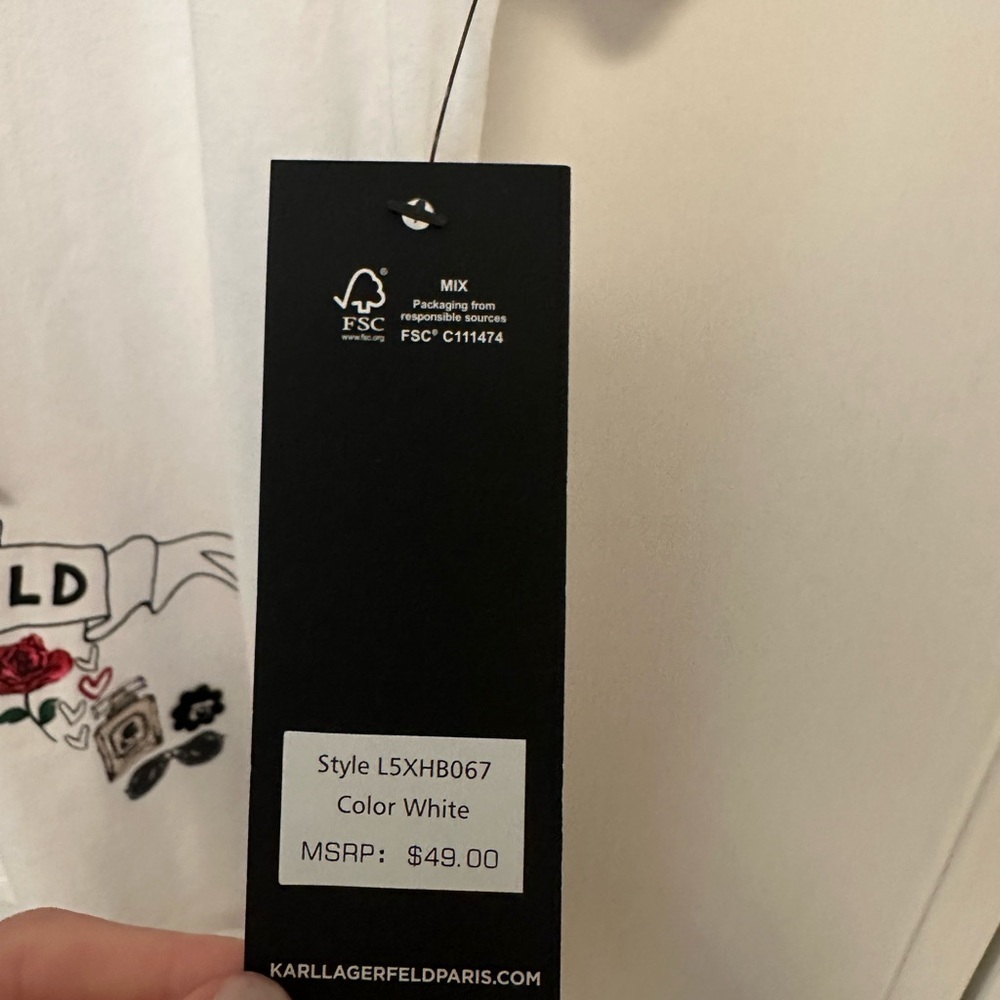 Karl Lagerfeld White Graphic T-Shirt - Picture 3 of 3